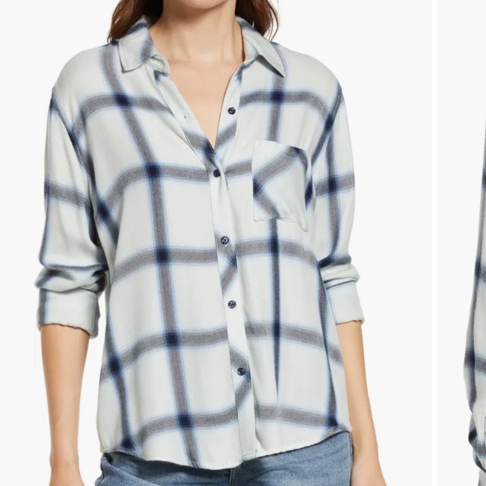 Rails Hunter Plaid Button-Up Shirt in White Azure Coal NWOT
